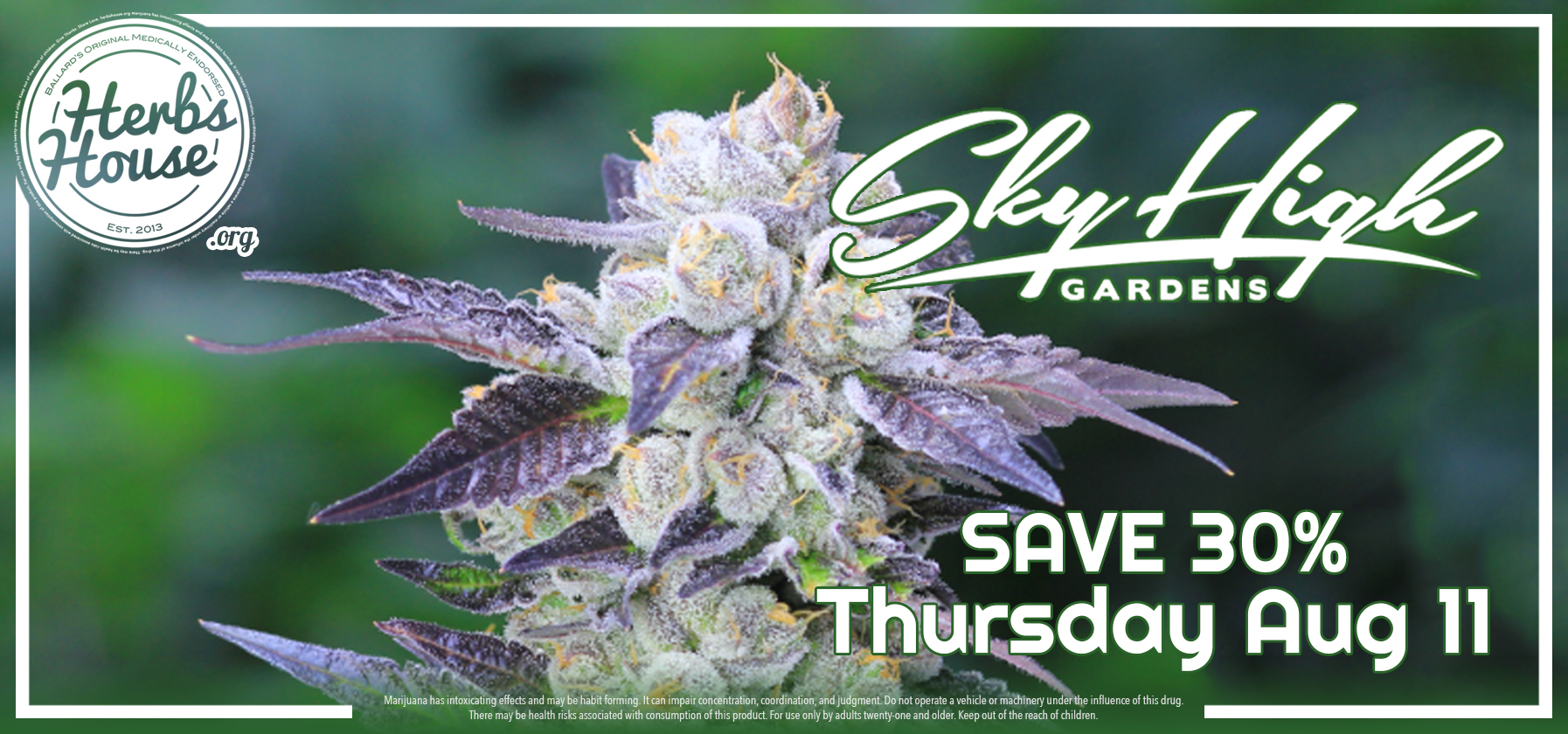 SAVE 30% Sky High Gardens 8/11 at Herb House