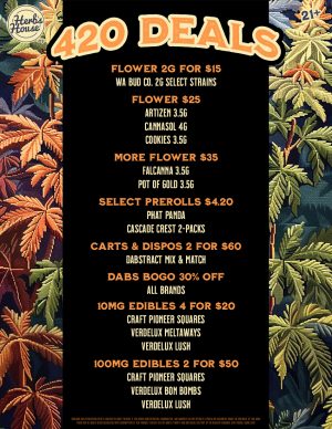 Awesome Deals at Herbs House on SAT 4/20