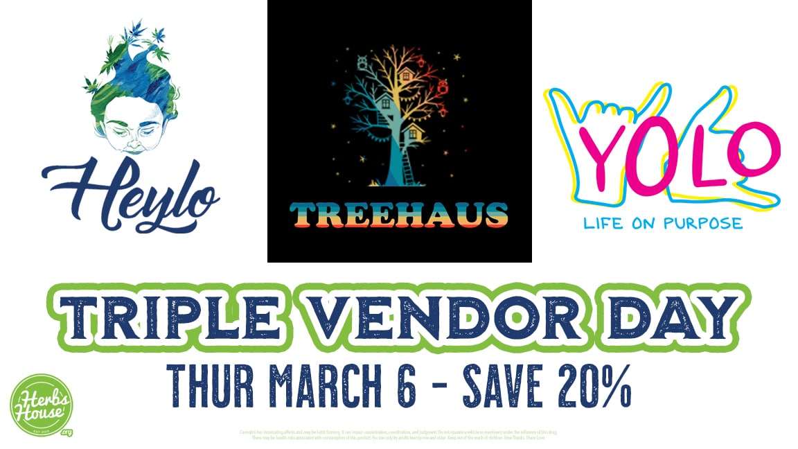 Heylo, Treehaus & YOLO Vendor Day – Save 20% at Herbs House on March 6
